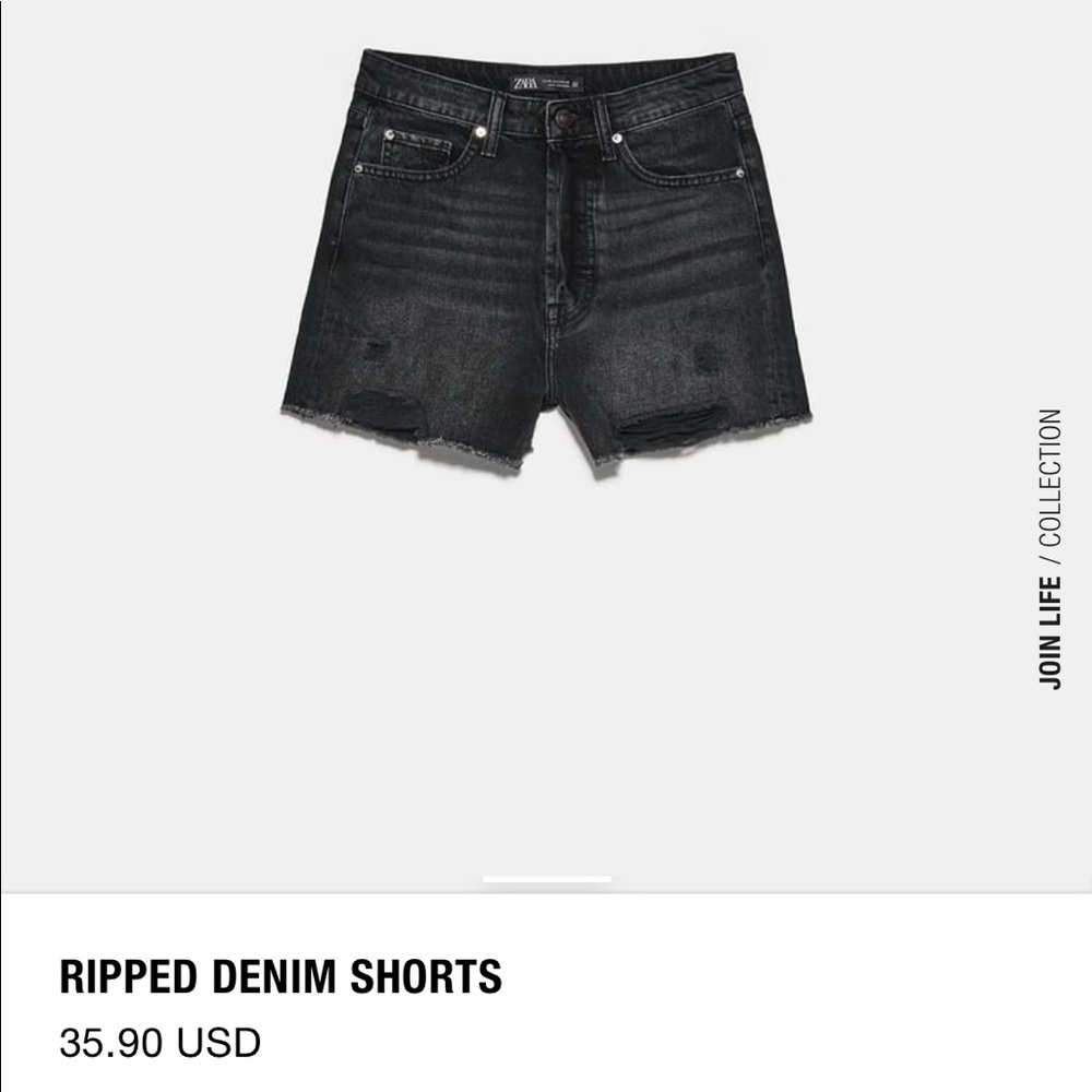 Ripped black denim shorts
